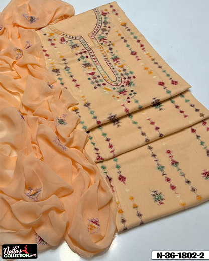 3 PC Unstitched Hand Embroidered Soft Lawn Dress Collection