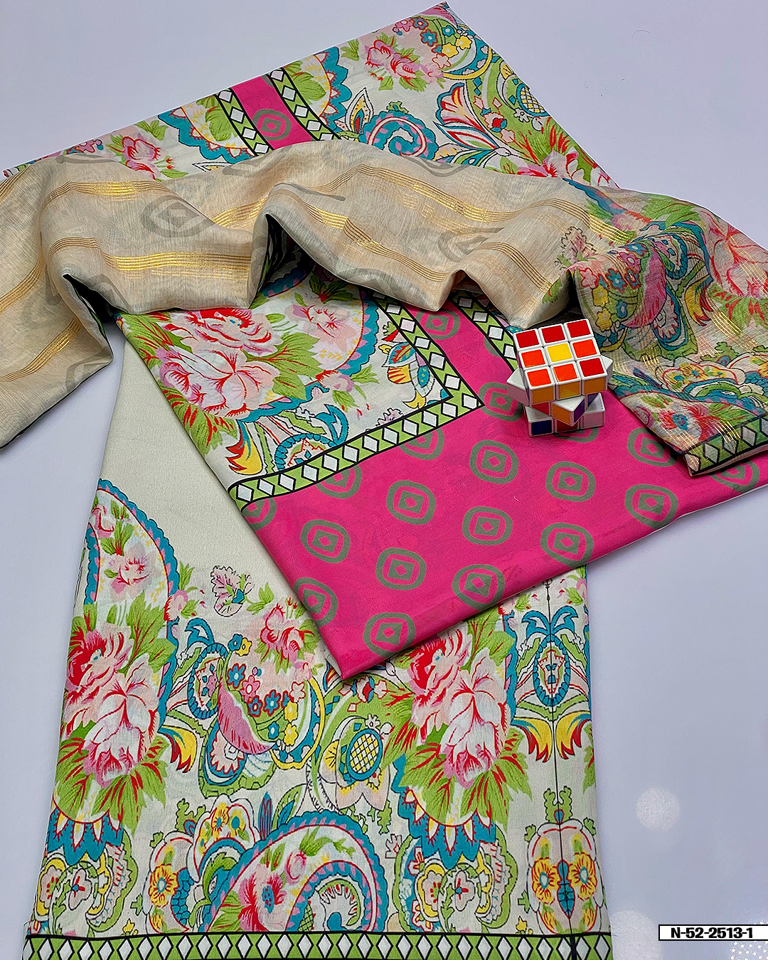 3 PC Un Stitch Dress Swiss Lawn Stuff