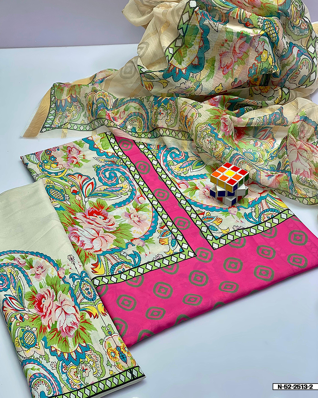 3 PC Un Stitch Dress Swiss Lawn Stuff
