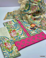 3 PC Un Stitch Dress Swiss Lawn Stuff
